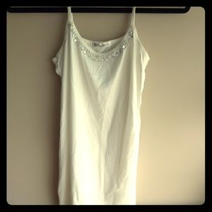 Dressy bejweled white tank top